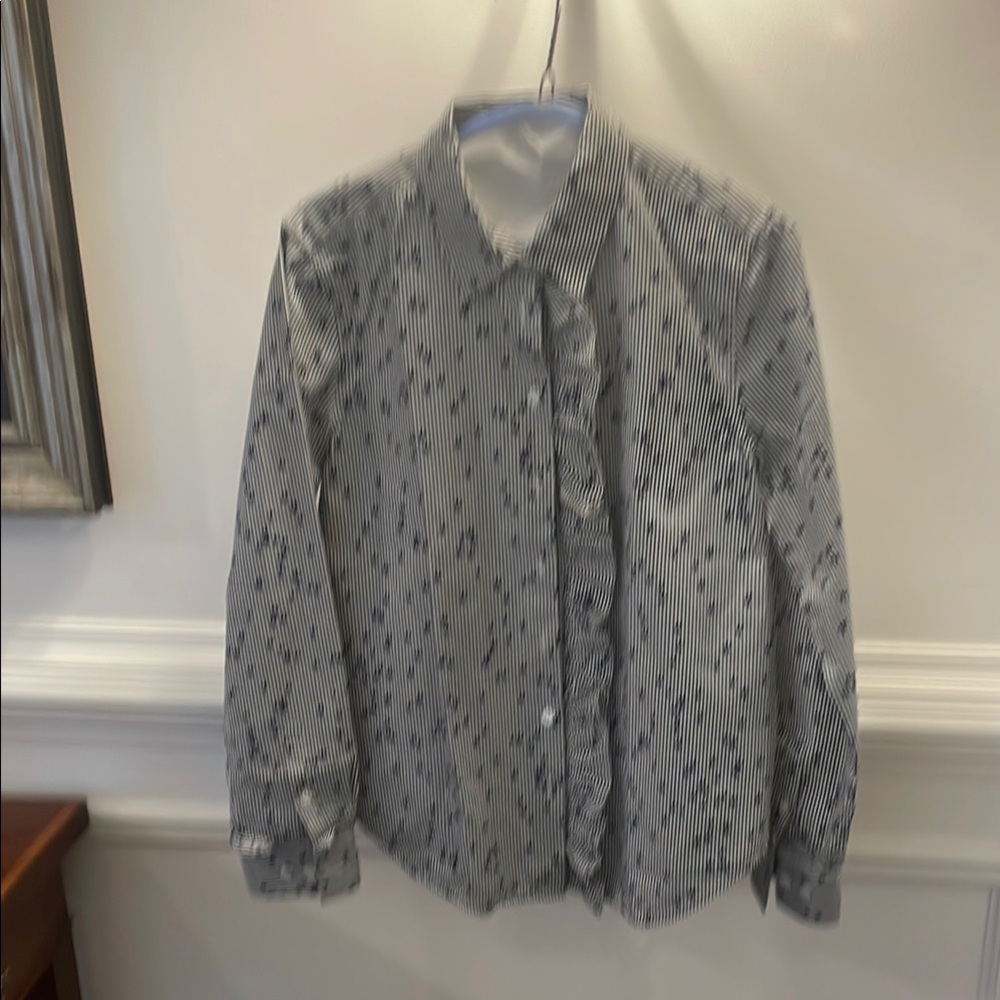 Equipment Black and White Lace Open Front Jacket